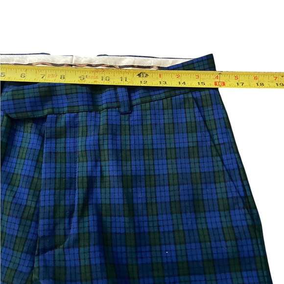 Express Wool Men’s Pants Blue Green Check Unhemmed 32x35 - Picture 4 of 4